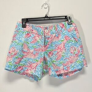 Lily Pulitzer Callahan Shorts Preppy Pink & Blue Lobster Print 5 inch low 00